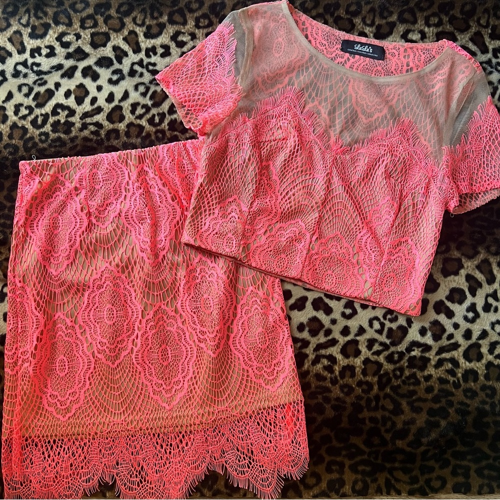 Pink Lace Coord Set